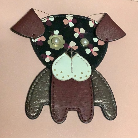 Kate Spade dog motif floral pup zippered pouch - Picture 3 of 10